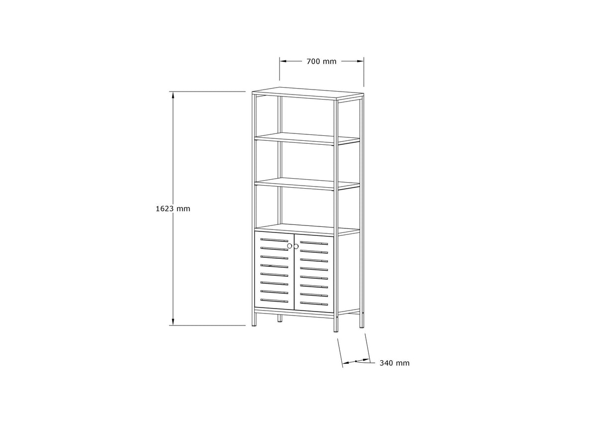 Bibliotecă Metela, Sapphire - Negru, 70x34x162 cm