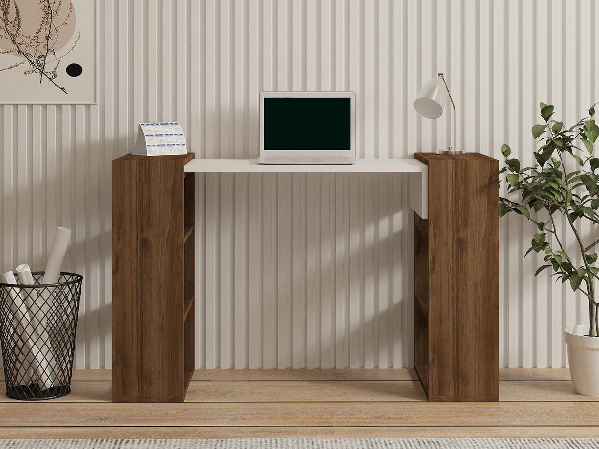 Birou Handy, Nuc - Alb, 124x44x75 cm