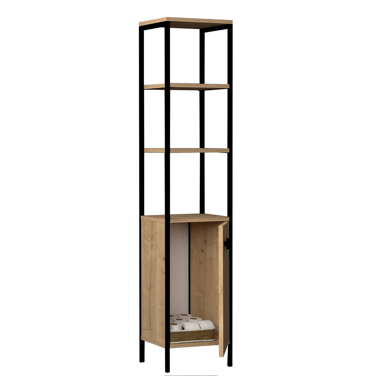 Dulap de baie Gala, Sapphire - Negru, 38x34x162 cm