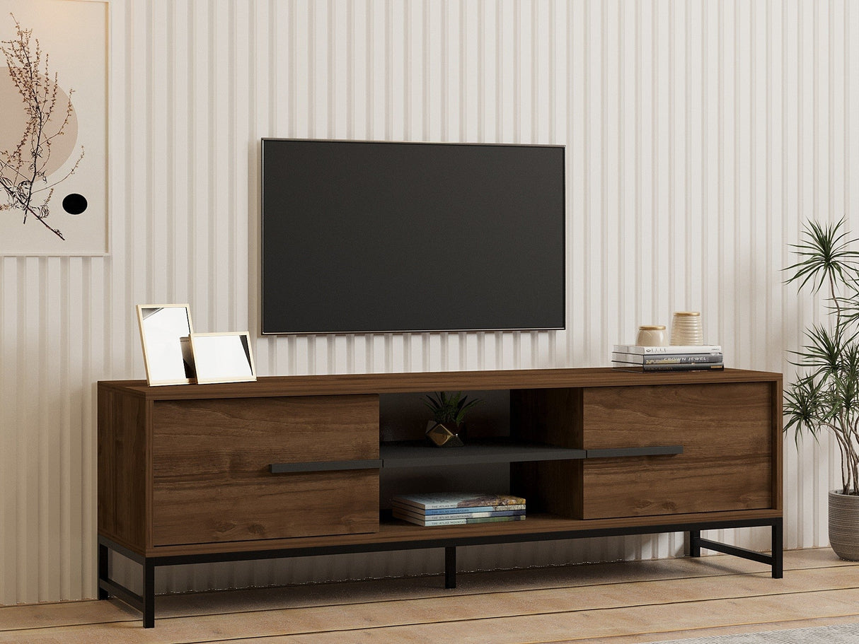 Comodă TV Mono, Diverse culori, 160x40x50 cm - Nuc | SKU: 835PUQ4495 | Comodă TV Mono, 160x40x50 cm, varianta Nuc, produs pentru amenajarea locuinței, disponibil online în România la CasaMob