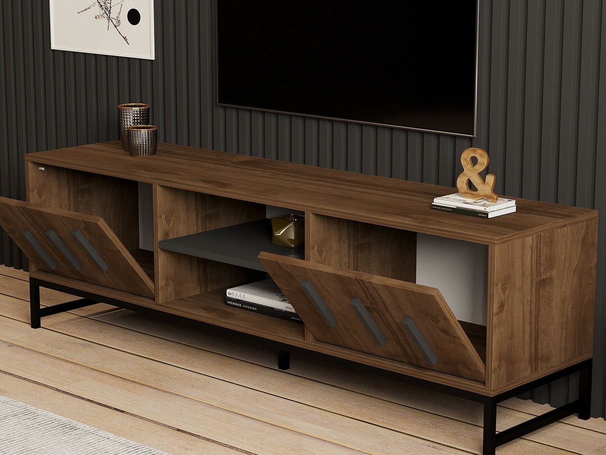 Comodă TV Shape, Diverse culori, 160x40x50 cm - Nuc | SKU: 835PUQ4498 | Comodă TV Shape, 160x40x50 cm, varianta Nuc, produs pentru amenajarea locuinței, disponibil online în România la CasaMob