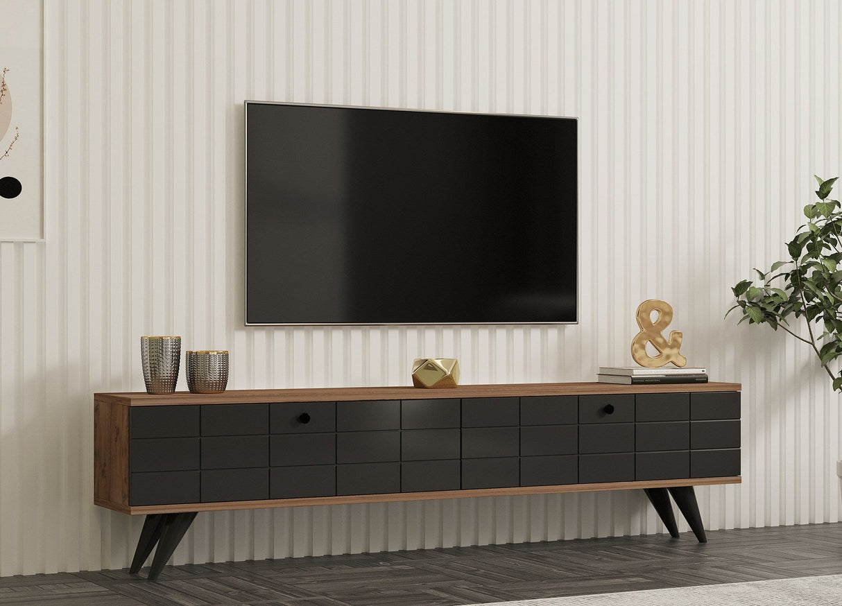 Comodă TV Alberi, Diverse culori, 160x25x35 cm - Pin atlantic - Antracite | SKU: 835PUQ4520 | Comodă TV Alberi, 160x25x35 cm, varianta Pin atlantic - Antracite, produs pentru amenajarea locuinței, disponibil online în România la CasaMob