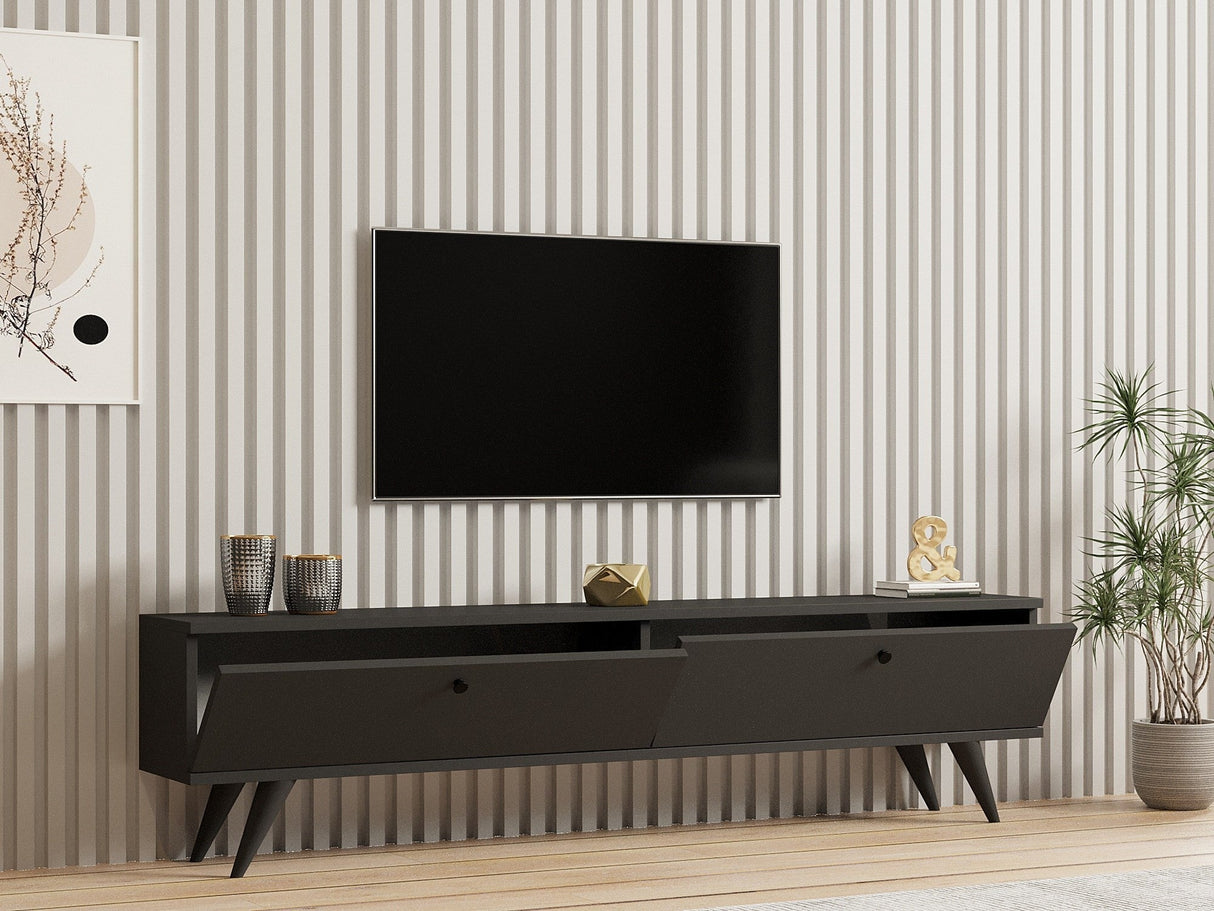 Comodă TV Paris, Diverse culori, 160x25x40 cm - Antracit | SKU: 835PUQ4532 | Comodă TV Paris, 160x25x40 cm, varianta Antracit, produs pentru amenajarea locuinței, disponibil online în România la CasaMob