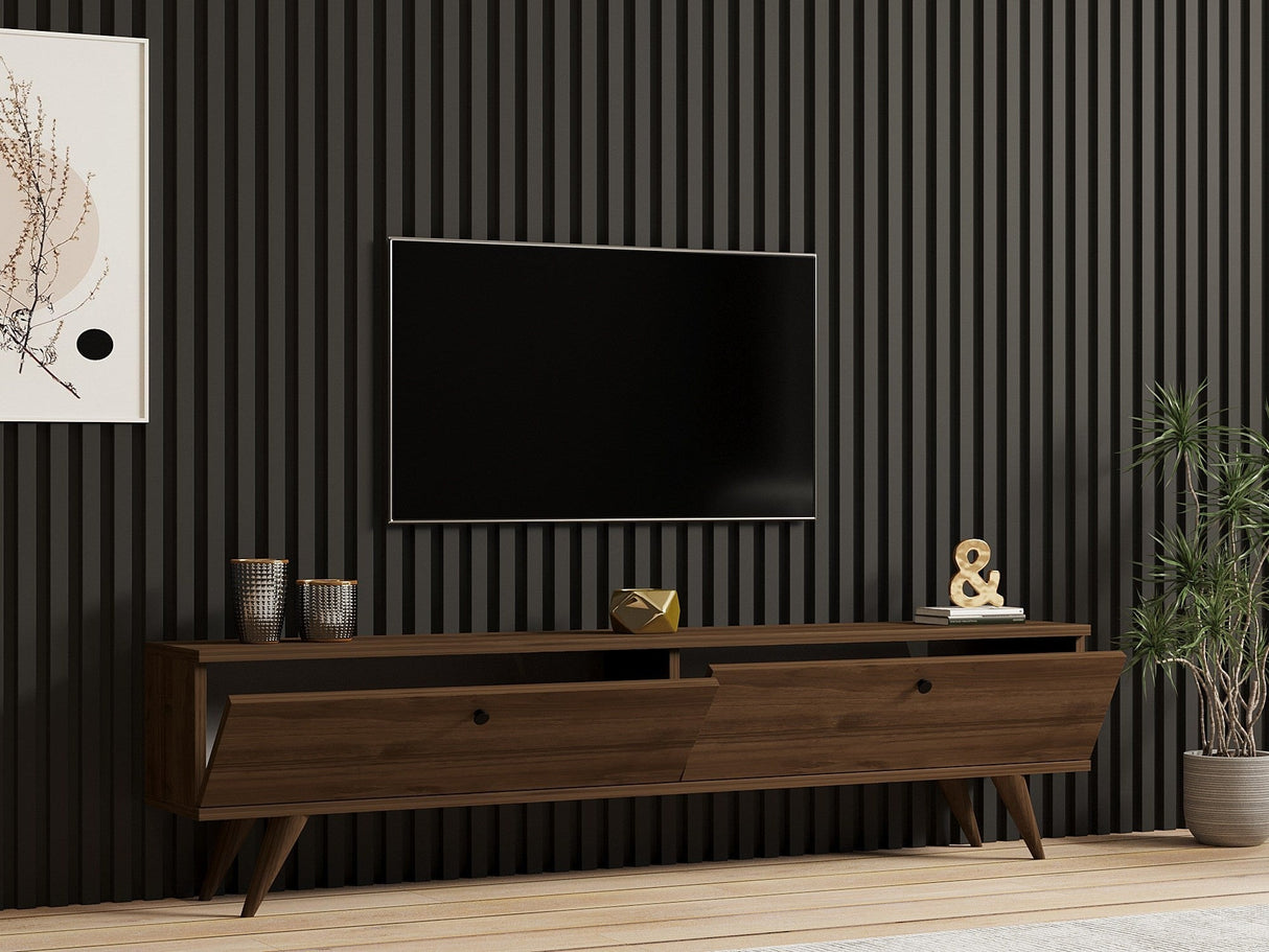 Comodă TV Paris, Diverse culori, 160x25x40 cm - Nuc | SKU: 835PUQ4533 | Comodă TV Paris, 160x25x40 cm, varianta Nuc, produs pentru amenajarea locuinței, disponibil online în România la CasaMob