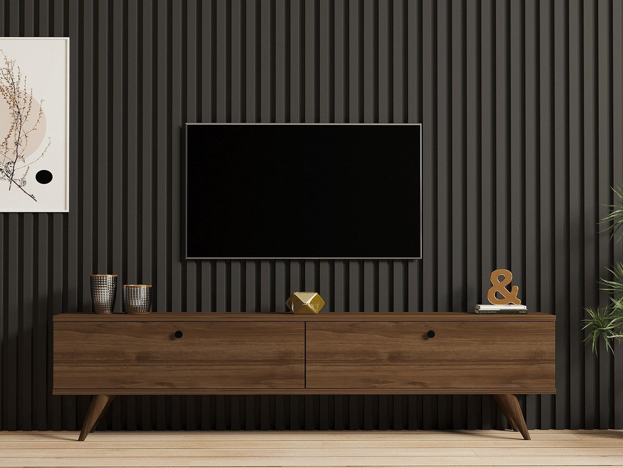 Comodă TV Paris, Diverse culori, 160x25x40 cm - Nuc | SKU: 835PUQ4533 | Comodă TV Paris, 160x25x40 cm, varianta Nuc, produs pentru amenajarea locuinței, disponibil online în România la CasaMob
