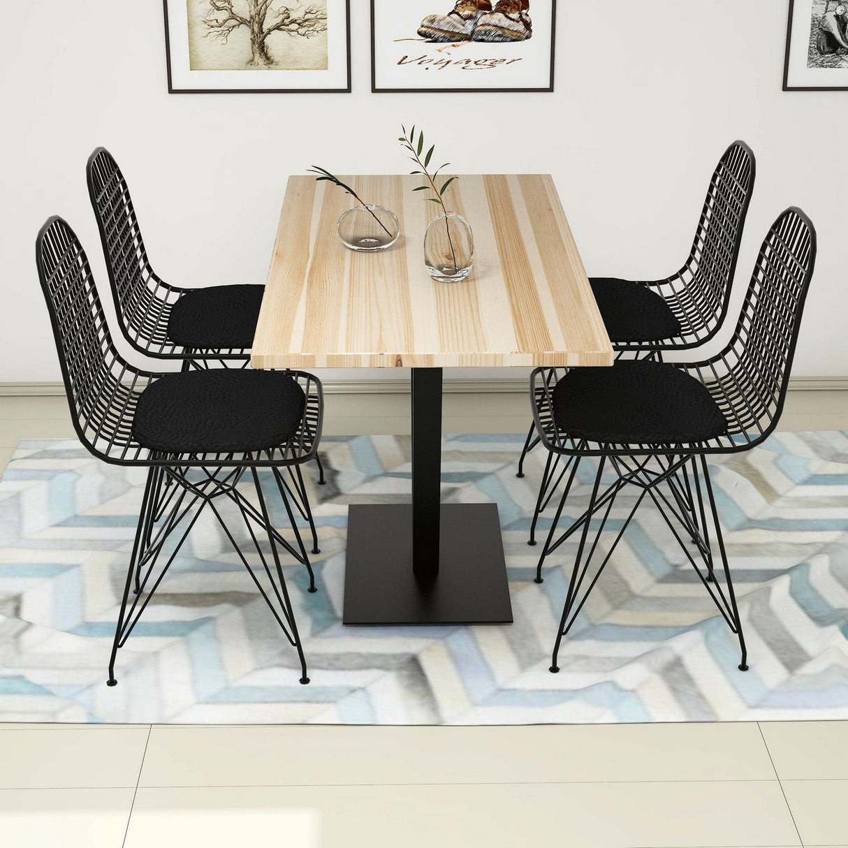 Masă cu scaune 5 bucăți Sun, Diverse culori, 130x66x77 cm - Silverbirch - Negru | SKU: 835PUQ5002 | Masă cu scaune 5 bucăți Sun, 130x66x77 cm, varianta Silverbirch - Negru, produs pentru amenajarea locuinței, disponibil online în România la CasaMob