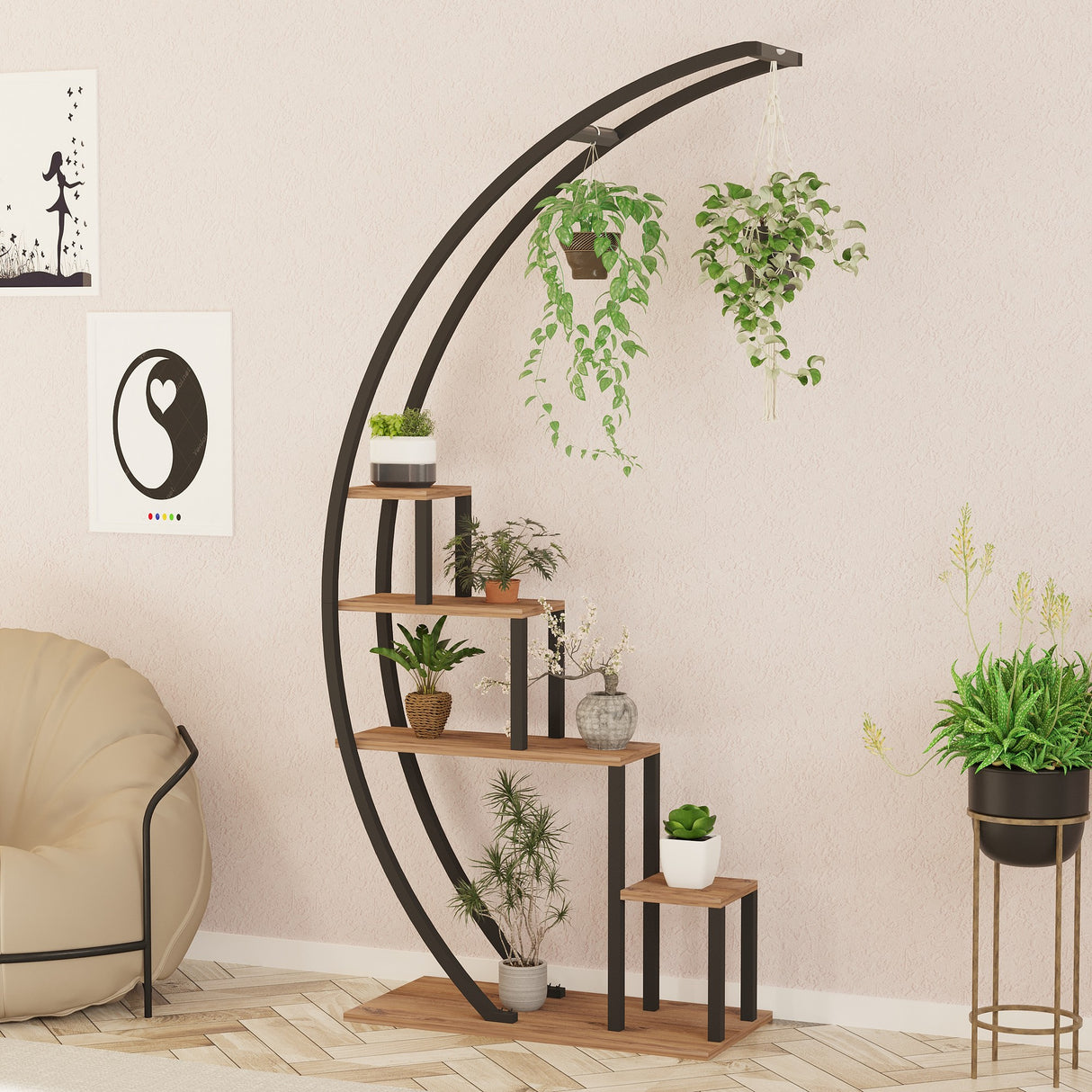 Bibliotecă Garden, Pin atlantic - Negru, 85x35x180 cm