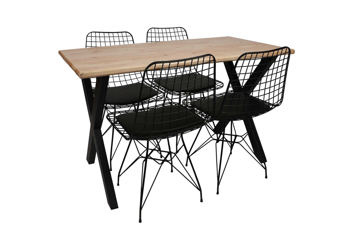 Masă cu scaune 5 bucăți Alvesta, Natur - Negru, 125x66x77 cm