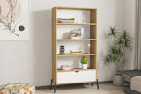 Bibliotecă Numana, Stejar safir - Alb, 84x30x160 cm