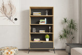 Bibliotecă Numana - Sapphire Oak, Antracite, Stejar safir - Antracit, 84x30x160 cm