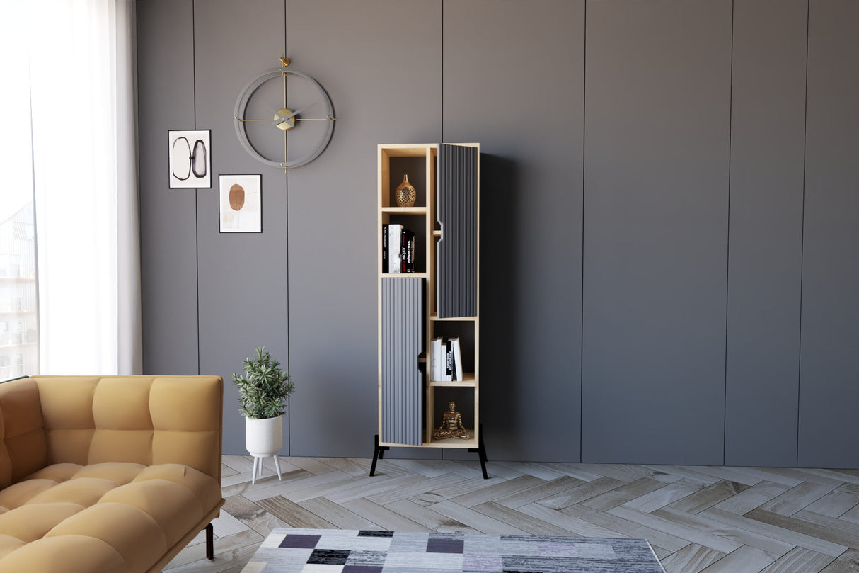 Bibliotecă Sorrento - Sapphire Oak, Antracite, Stejar safir - Antracit, 48x30x160 cm