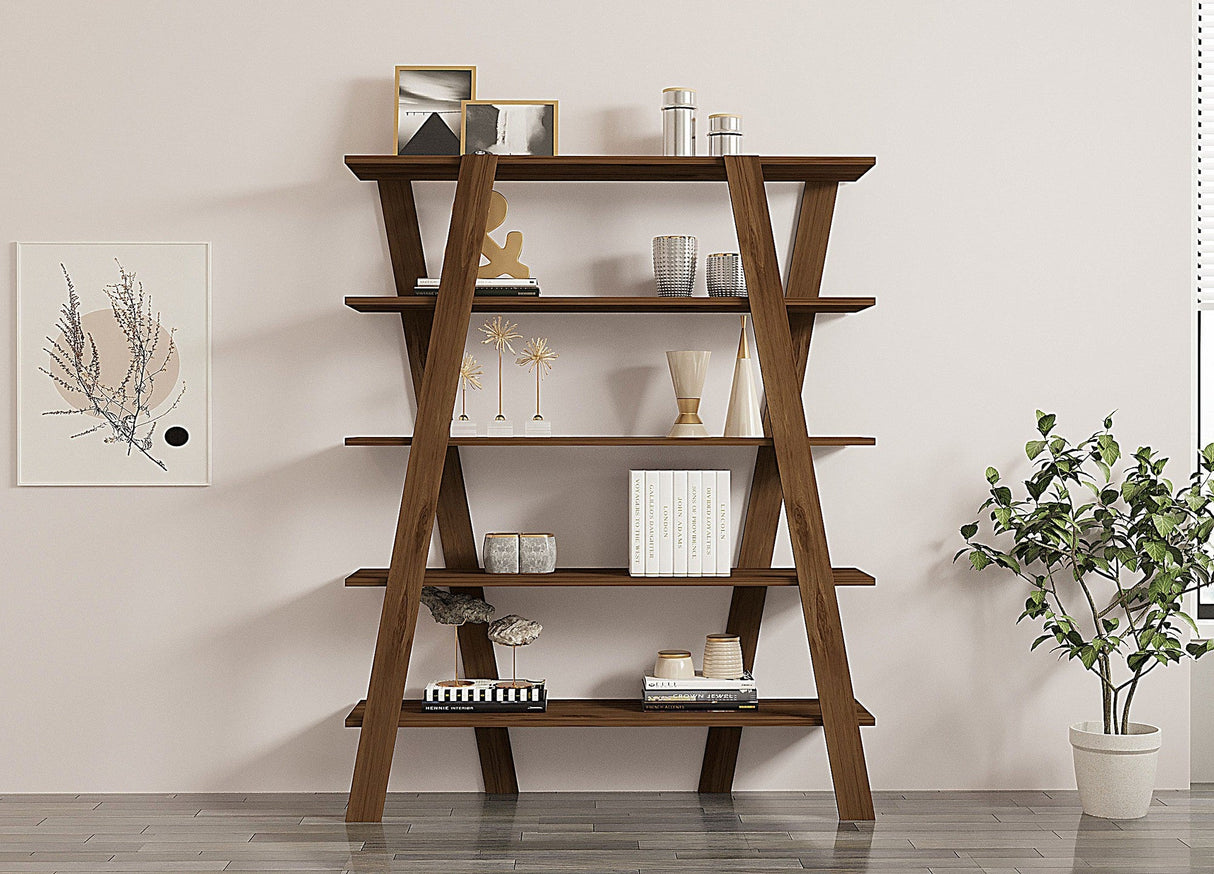 Bibliotecă Conde, Diverse culori, 120x25x150 cm - Nuc | SKU: 835PUQ5309 | Bibliotecă Conde, 120x25x150 cm, varianta Nuc, produs pentru amenajarea locuinței, disponibil online în România la CasaMob