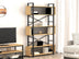 Bibliotecă Fire, Nuc - Negru, 120x27x180 cm, SKU 835PUQ6211, imagine 2