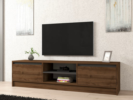 Comodă TV Olça, Nuc - Antracit, 180x40x45 cm