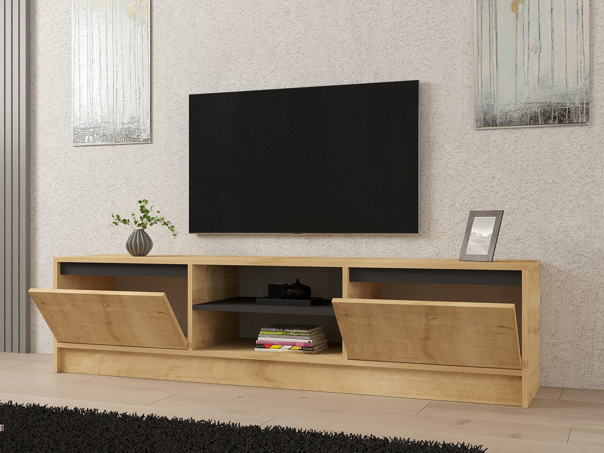 Set mobilă pentru sufragerie Suna, Sapphire - Stejar - Antracit, 180x40x45 cm