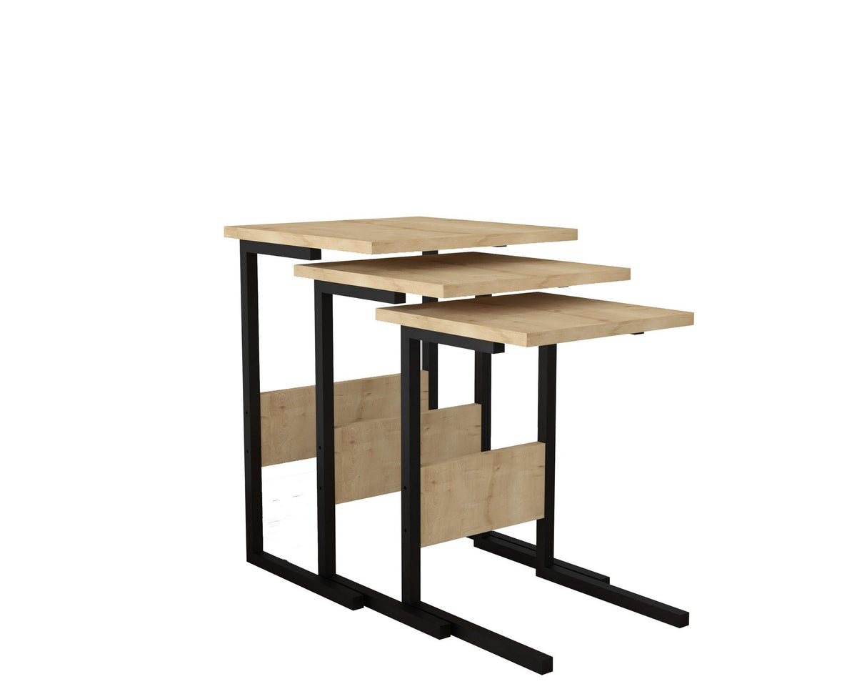 Set 3 măsuțe de cafea Sali, Diverse culori, 40x40x55 cm - Negru - Stejar safir | SKU: 835PUQ6248 | Set 3 măsuțe de cafea Sali, 40x40x55 cm, varianta Negru - Stejar safir, produs pentru amenajarea locuinței, disponibil online în România la CasaMob