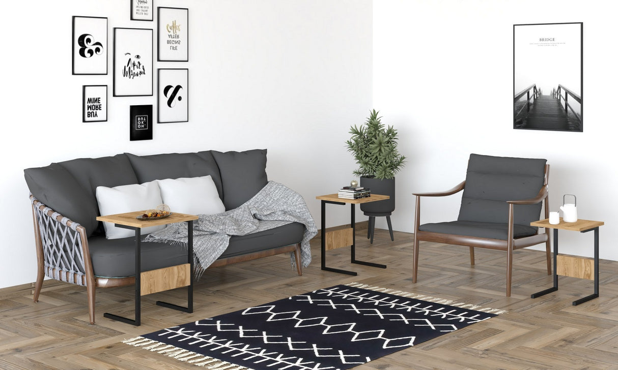 Set 3 măsuțe de cafea Sali, Diverse culori, 40x40x55 cm - Negru - Oud | SKU: 835PUQ6249 | Set 3 măsuțe de cafea Sali, 40x40x55 cm, varianta Negru - Oud, produs pentru amenajarea locuinței, disponibil online în România la CasaMob