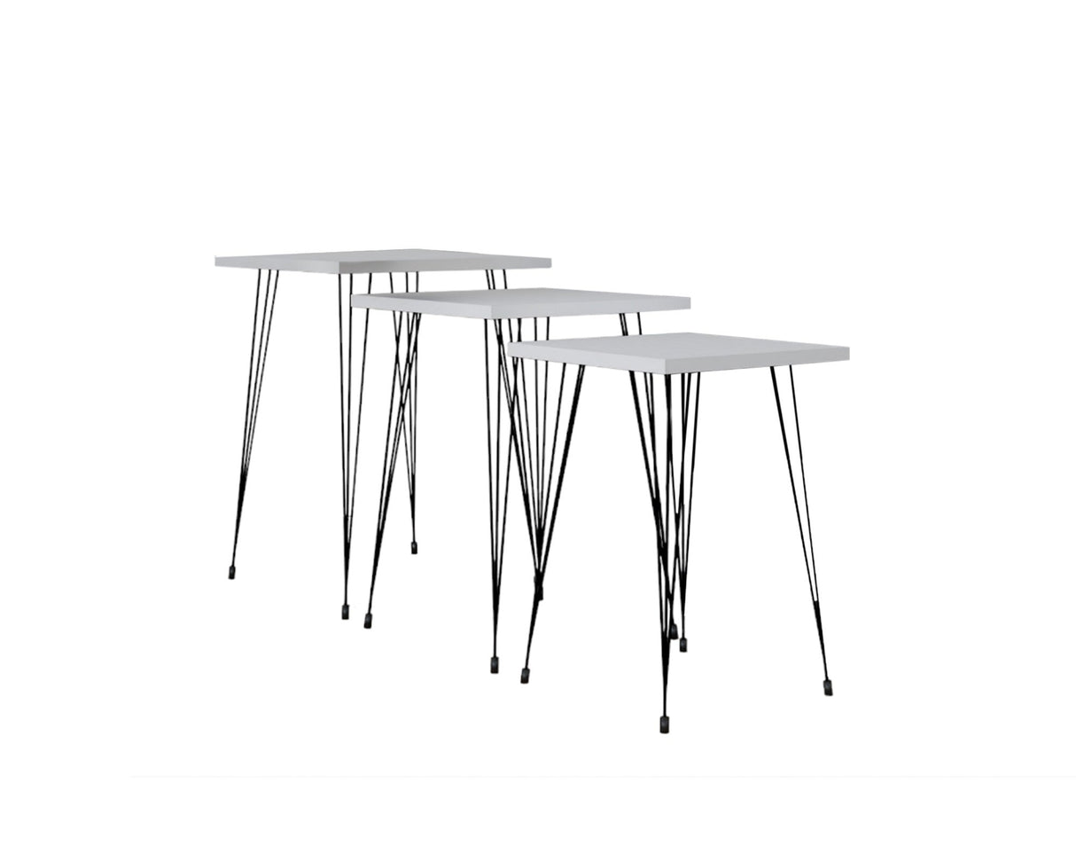 Set 3 măsuțe de cafea Mali, Diverse culori, Diverse dimensiuni - Negru - Alb - 40x40x55 cm | SKU: 835PUQ6252 | Set 3 măsuțe de cafea Mali, varianta Negru - Alb - 40x40x55 cm, produs pentru amenajarea locuinței, disponibil online în România la CasaMob