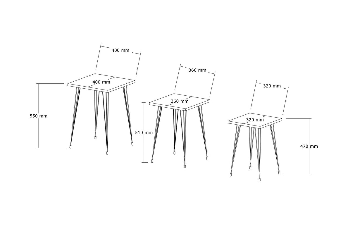 Set 3 măsuțe de cafea Mali, Diverse culori, Diverse dimensiuni - Negru - Alb - 40x40x55 cm | SKU: 835PUQ6252 | Set 3 măsuțe de cafea Mali, varianta Negru - Alb - 40x40x55 cm, produs pentru amenajarea locuinței, disponibil online în România la CasaMob