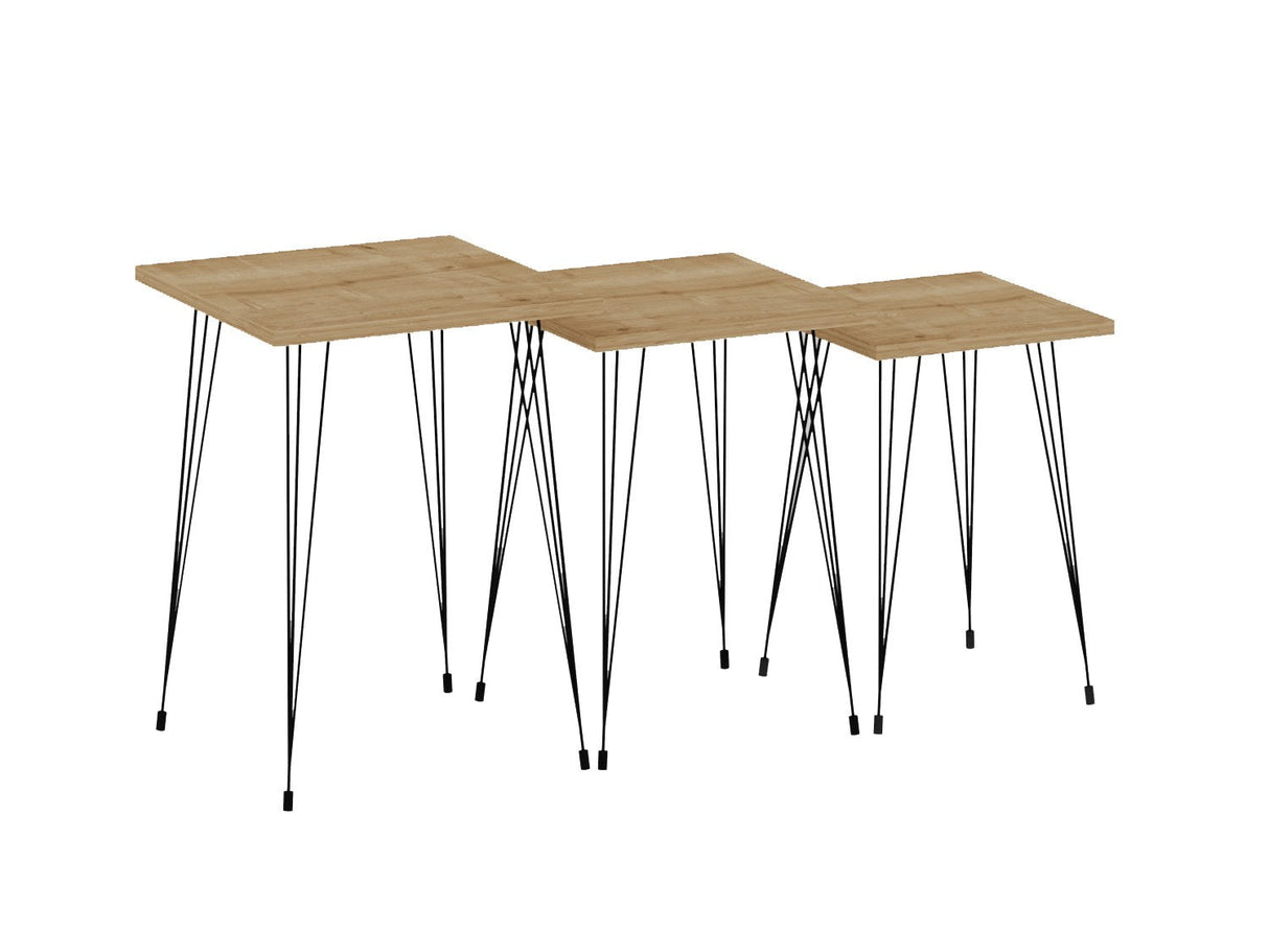Set 3 măsuțe de cafea Mali, Diverse culori, Diverse dimensiuni - Negru - Stejar safir - 40x40x55 cm | SKU: 835PUQ6253 | Set 3 măsuțe de cafea Mali, varianta Negru - Stejar safir - 40x40x55 cm, produs pentru amenajarea locuinței, disponibil online în România la CasaMob