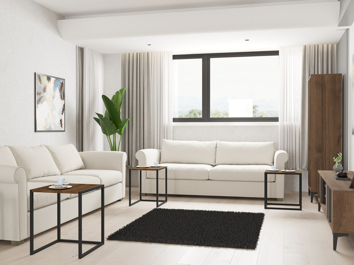 Set 3 măsuțe de cafea Tali, Diverse culori, 44x45x52 cm - Negru - Nuc | SKU: 835PUQ6259 | Set 3 măsuțe de cafea Tali, 44x45x52 cm, varianta Negru - Nuc, produs pentru amenajarea locuinței, disponibil online în România la CasaMob