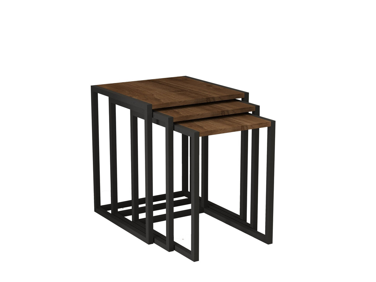 Set 3 măsuțe de cafea Tali, Diverse culori, 44x45x52 cm - Negru - Nuc | SKU: 835PUQ6259 | Set 3 măsuțe de cafea Tali, 44x45x52 cm, varianta Negru - Nuc, produs pentru amenajarea locuinței, disponibil online în România la CasaMob