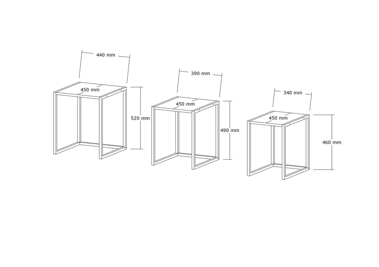Set 3 măsuțe de cafea Tali, Diverse culori, 44x45x52 cm - Negru - Nuc | SKU: 835PUQ6259 | Set 3 măsuțe de cafea Tali, 44x45x52 cm, varianta Negru - Nuc, produs pentru amenajarea locuinței, disponibil online în România la CasaMob