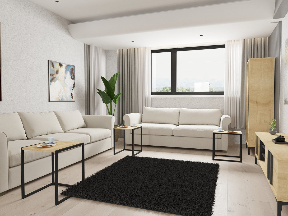 Set 3 măsuțe de cafea Tali, Diverse culori, 44x45x52 cm - Negru - Stejar safir | SKU: 835PUQ6261 | Set 3 măsuțe de cafea Tali, 44x45x52 cm, varianta Negru - Stejar safir, produs pentru amenajarea locuinței, disponibil online în România la CasaMob