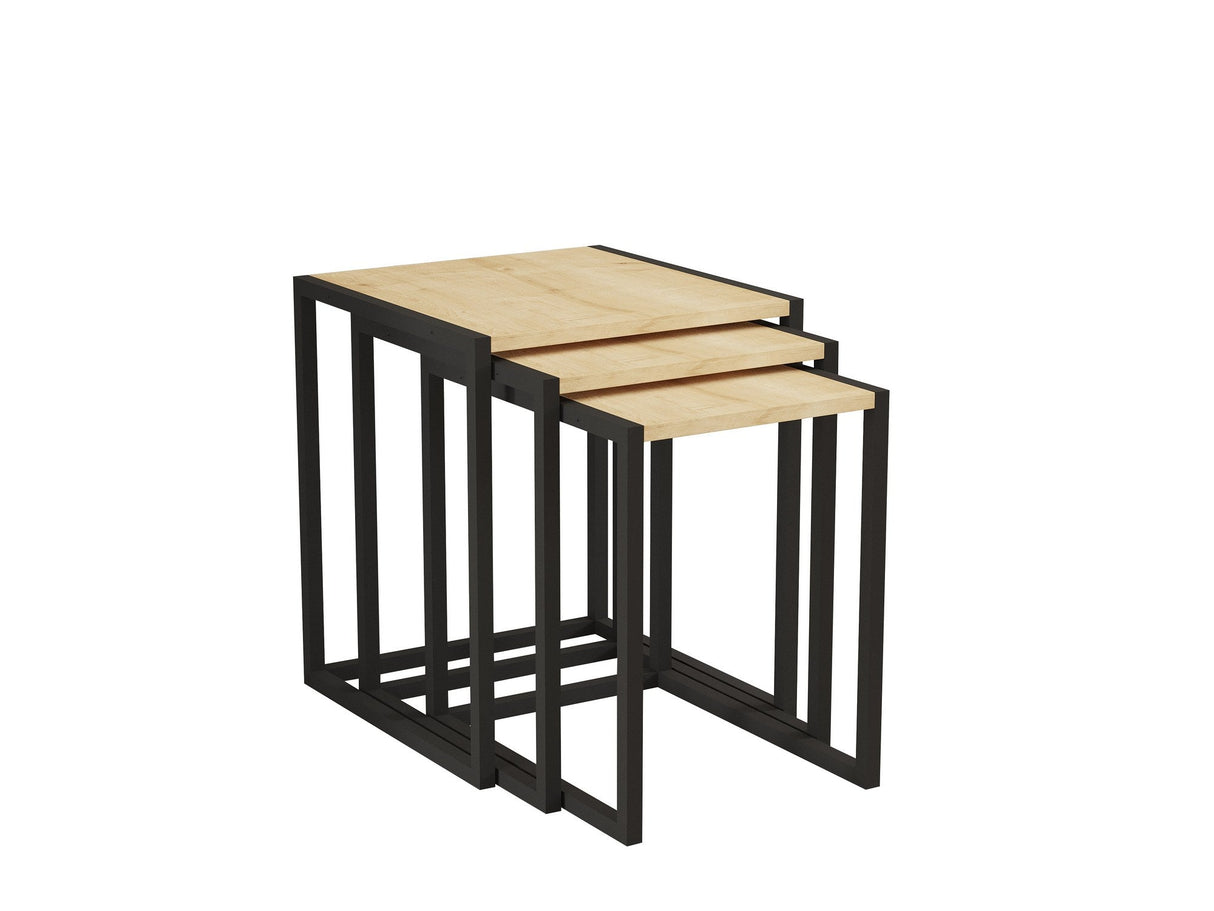 Set 3 măsuțe de cafea Tali, Diverse culori, 44x45x52 cm - Negru - Stejar safir | SKU: 835PUQ6261 | Set 3 măsuțe de cafea Tali, 44x45x52 cm, varianta Negru - Stejar safir, produs pentru amenajarea locuinței, disponibil online în România la CasaMob