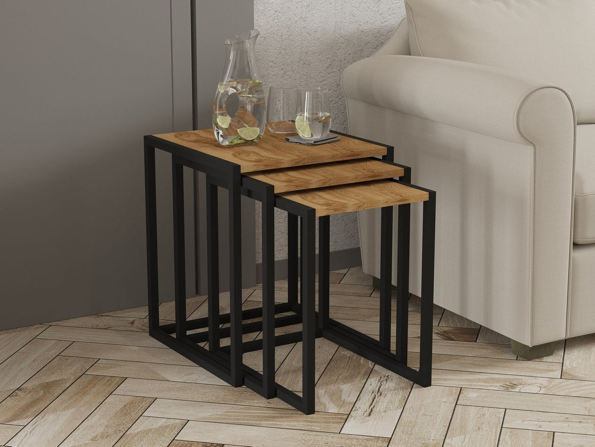 Set 3 măsuțe de cafea Tali, Diverse culori, 44x45x52 cm - Negru - Oud | SKU: 835PUQ6262 | Set 3 măsuțe de cafea Tali, 44x45x52 cm, varianta Negru - Oud, produs pentru amenajarea locuinței, disponibil online în România la CasaMob