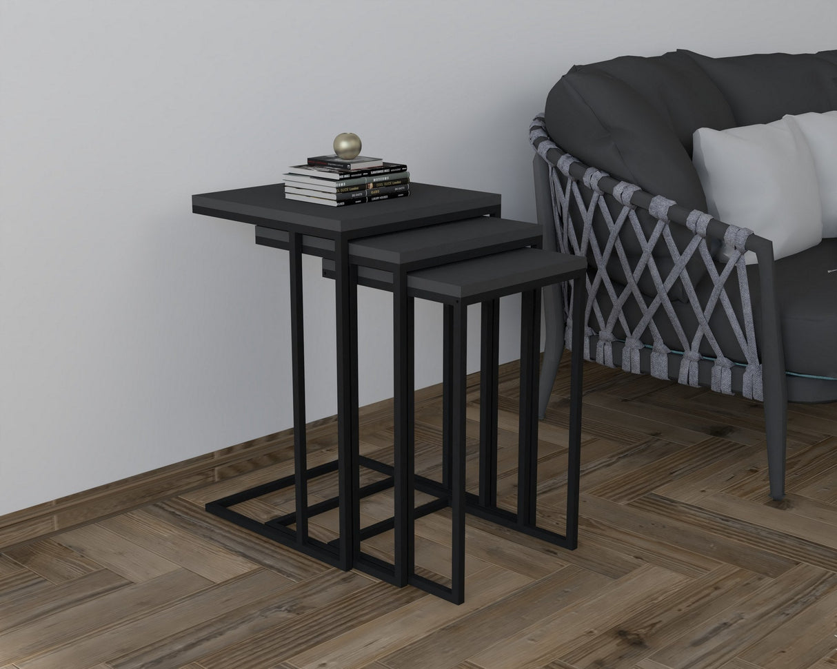Set 3 măsuțe de cafea Stoli, Diverse culori, 40x40x62 cm - Negru - Antracit | SKU: 835PUQ6263 | Set 3 măsuțe de cafea Stoli, 40x40x62 cm, varianta Negru - Antracit, produs pentru amenajarea locuinței, disponibil online în România la CasaMob