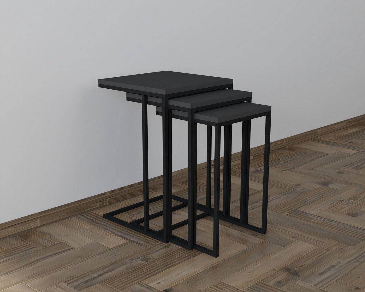 Set 3 măsuțe de cafea Stoli, Diverse culori, 40x40x62 cm - Negru - Antracit | SKU: 835PUQ6263 | Set 3 măsuțe de cafea Stoli, 40x40x62 cm, varianta Negru - Antracit, produs pentru amenajarea locuinței, disponibil online în România la CasaMob