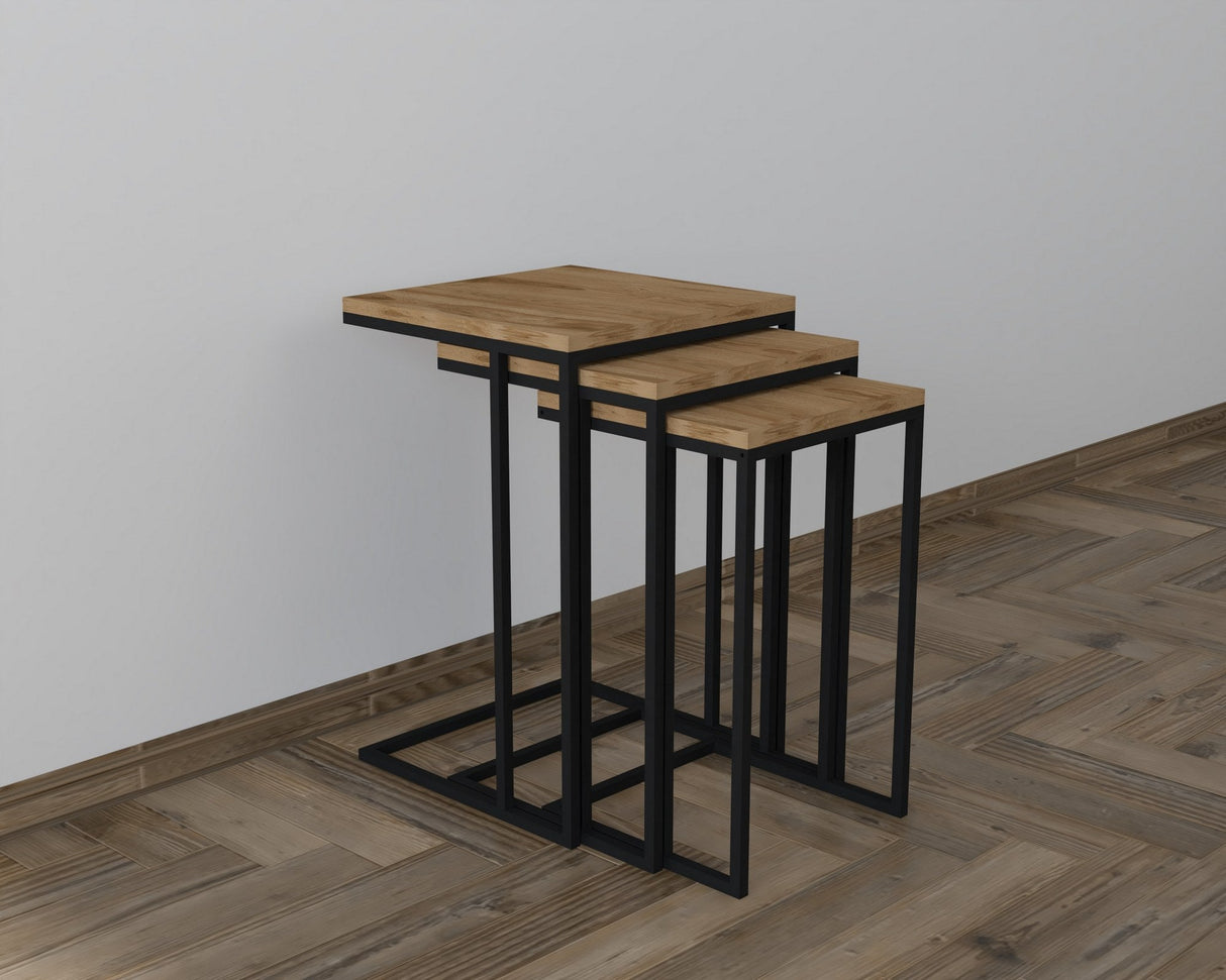 Set 3 măsuțe de cafea Stoli, Diverse culori, 40x40x62 cm - Negru - Oud | SKU: 835PUQ6265 | Set 3 măsuțe de cafea Stoli, 40x40x62 cm, varianta Negru - Oud, produs pentru amenajarea locuinței, disponibil online în România la CasaMob