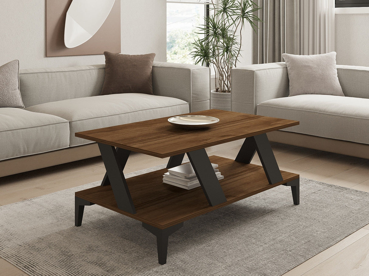 Măsuță de cafea Tabla, Diverse culori, 100x60x40 cm - Antracit - Nuc | SKU: 835PUQ6268 | Măsuță de cafea Tabla, 100x60x40 cm, varianta Antracit - Nuc, produs pentru amenajarea locuinței, disponibil online în România la CasaMob