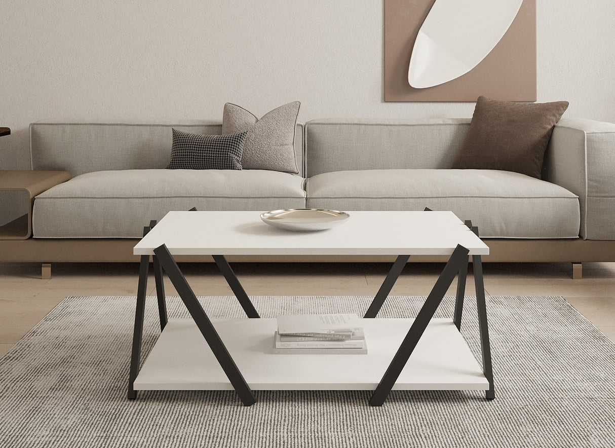 Măsuță de cafea Lara, Diverse culori, 94x64x41 cm - Antracit - Alb | SKU: 835PUQ6271 | Măsuță de cafea Lara, 94x64x41 cm, varianta Antracit - Alb, produs pentru amenajarea locuinței, disponibil online în România la CasaMob