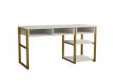 Birou Emro Gold, Alb - Auriu, 150x58x76 cm