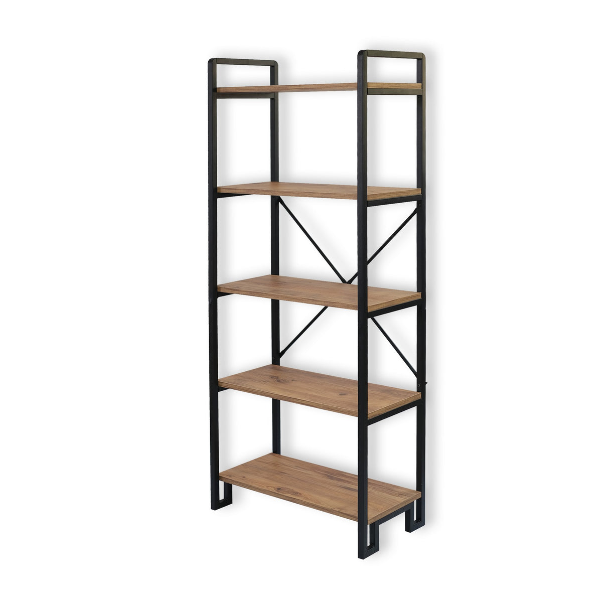 Bibliotecă Abel, Pin atlantic - Negru, Ø16x60 cm