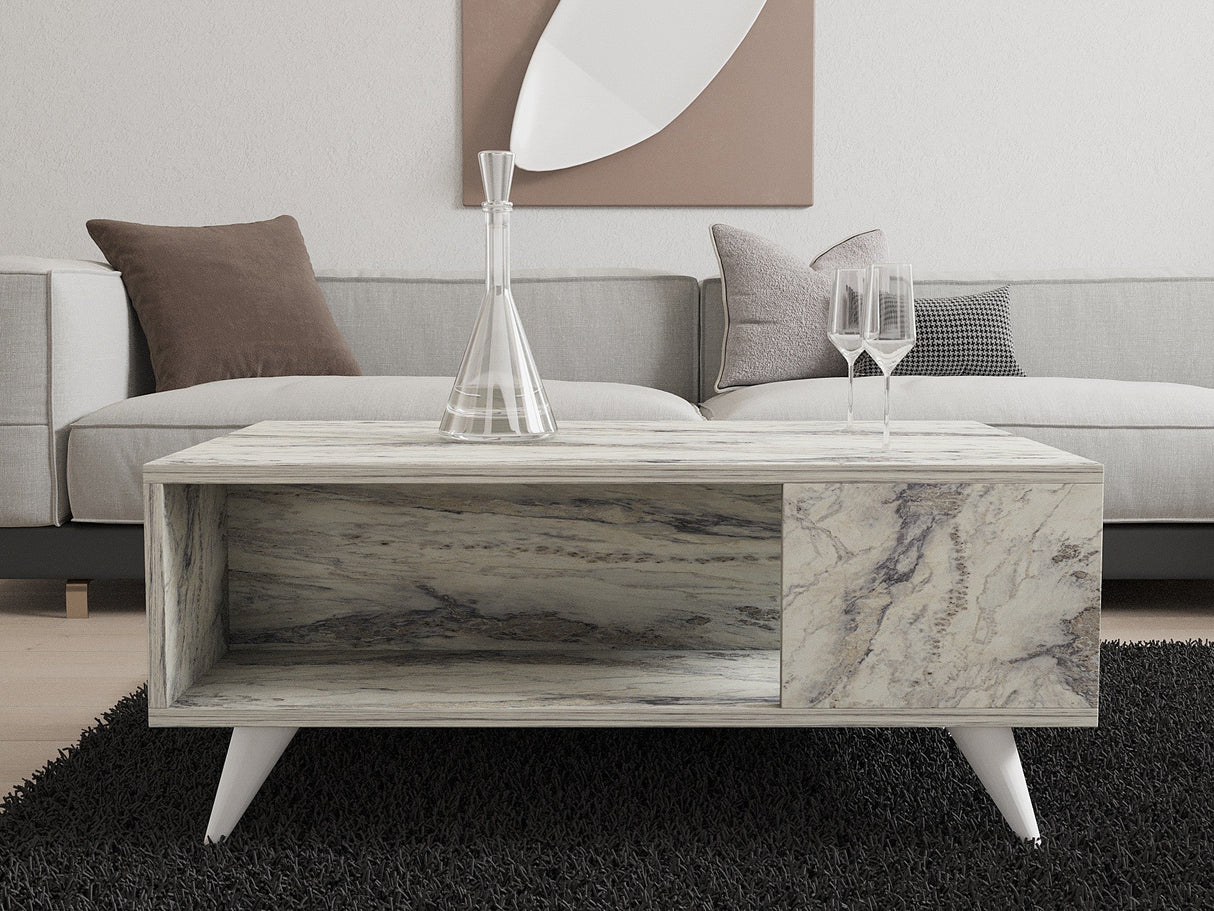 Măsuță de cafea Yuka, Diverse culori, 90x60x40 cm - Freesia marble | SKU: 835PUQ6353 | Măsuță de cafea Yuka, 90x60x40 cm, varianta Freesia marble, produs pentru amenajarea locuinței, disponibil online în România la CasaMob
