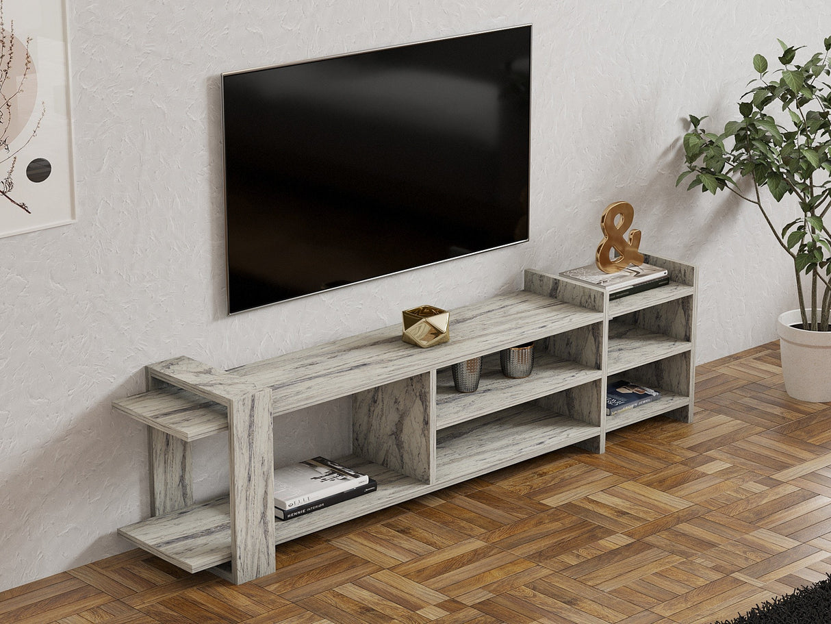 Comodă TV Zeyna - Fressia, Marble, Freesia marble, 156x30x40 cm