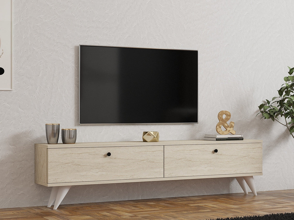 Comodă TV Paris, Diverse culori, 160x25x40 cm - Travertin | SKU: 835PUQ6406 | Comodă TV Paris, 160x25x40 cm, varianta Travertin, produs pentru amenajarea locuinței, disponibil online în România la CasaMob