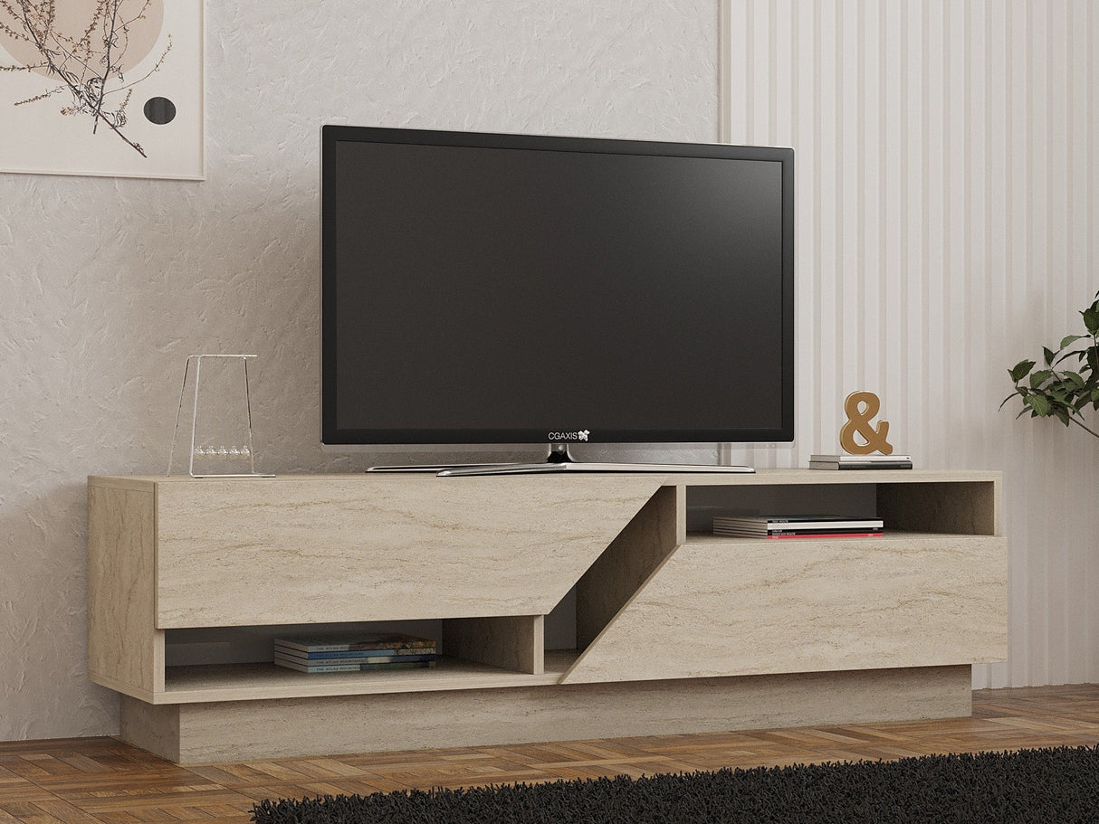Comodă TV Koza, Diverse culori, 160x40x45 cm - Travertin | SKU: 835PUQ6409 | Comodă TV Koza, 160x40x45 cm, varianta Travertin, produs pentru amenajarea locuinței, disponibil online în România la CasaMob
