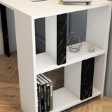 Birou Lima - White, Black Marble, Alb - Negru, 120x60x75 cm