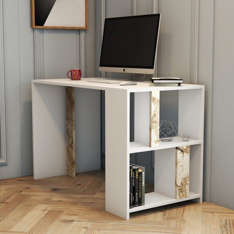 Birou Lima Marble, Alb, 120x60x75 cm