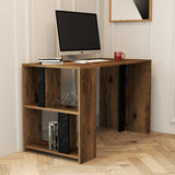 Birou Lima - Walnut, Black Marble, Nuc - Negru, 120x60x75 cm
