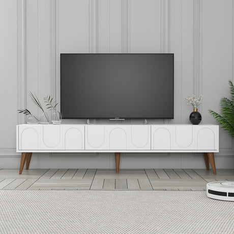 Comodă TV Lyon 44, Alb - Nuc, 180x35x44 cm