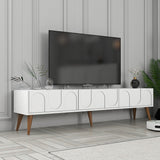 Comodă TV Lyon 44, Alb - Nuc, 180x35x44 cm