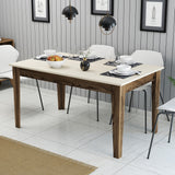 Masă dining Milan 517, Nuc - Crem, 145x88x75 cm