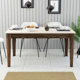 Masă dining Milan 517, Nuc - Crem, 145x88x75 cm