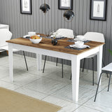 Masă dining Milan 520, Nuc - Alb, 145x88x75 cm