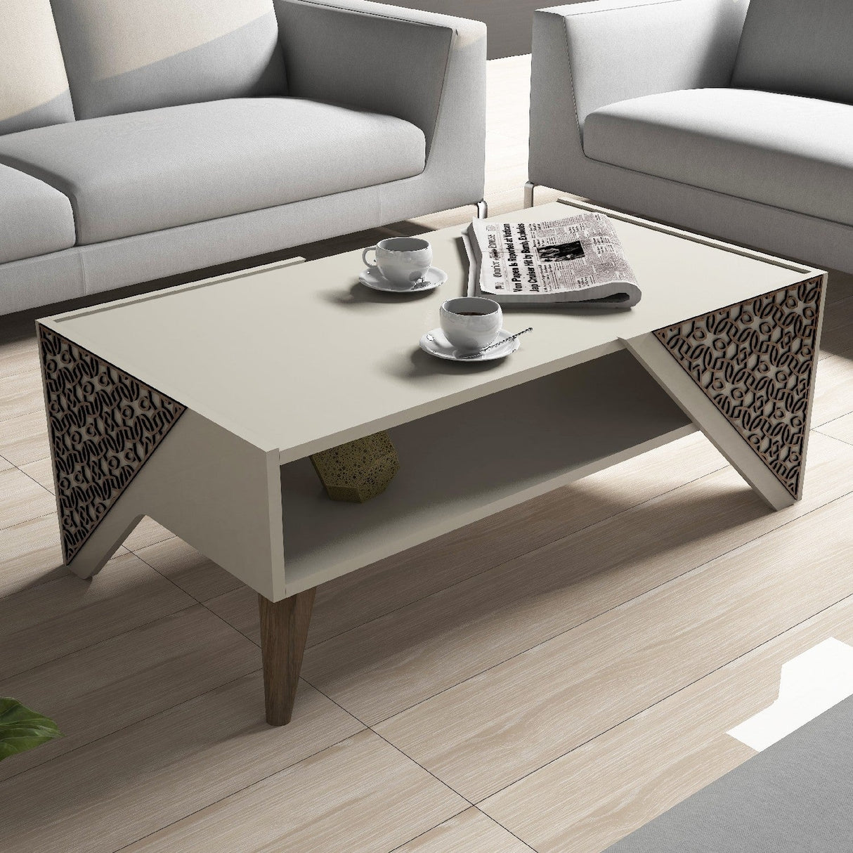 Măsuță de cafea Beril, Diverse culori, 105x40x58 cm - Crem | SKU: 845HCT2803 | Măsuță de cafea Beril, 105x40x58 cm, varianta Crem, produs pentru amenajarea locuinței, disponibil online în România la CasaMob